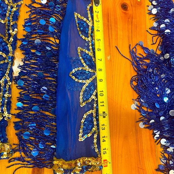 Designer Madame Abla Professional Egyptian bellydance costume Dark Blue & gold - Picture 13 of 16